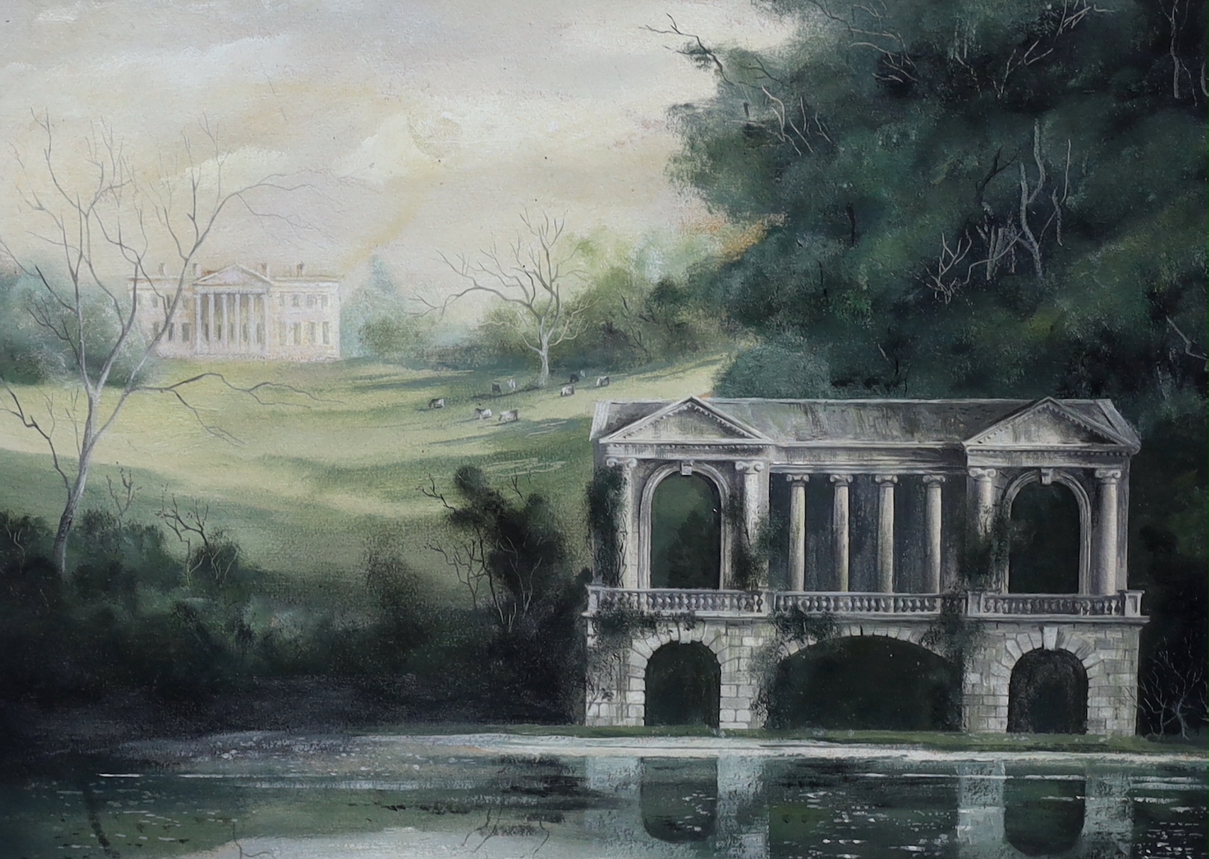 Felix Kelly (English, 1916-1994), 'Prior Park, Bath', oil on board, 27.5 x 37.5cm